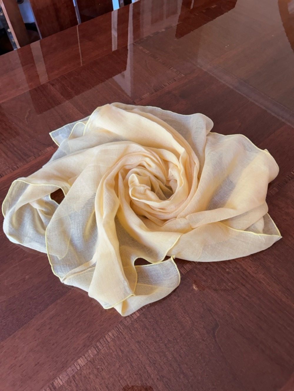 Pale Yellow cotton Scarf 34“ x 34“ made in France